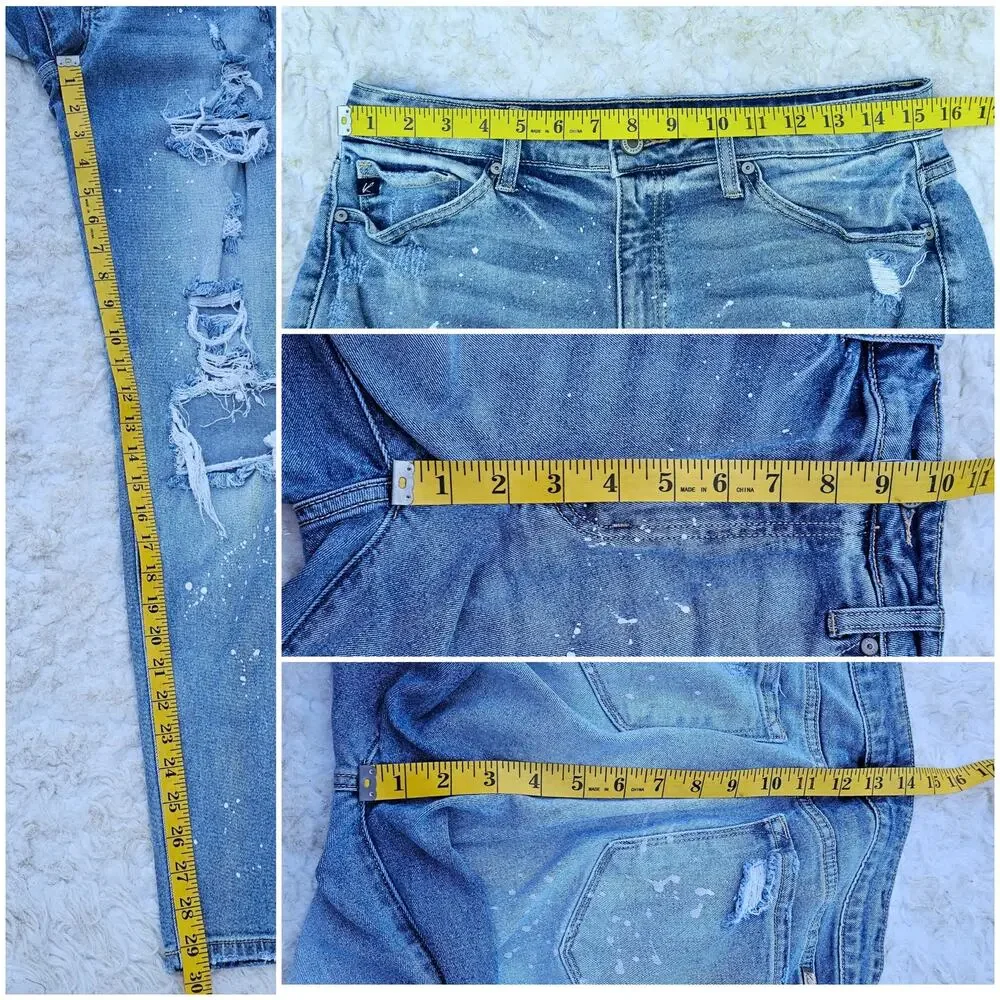 Distressed Boyfriend Jeans KanCan Shelly Size 9 / 28 Stretch Denim High Rise - Picture 7 of 10